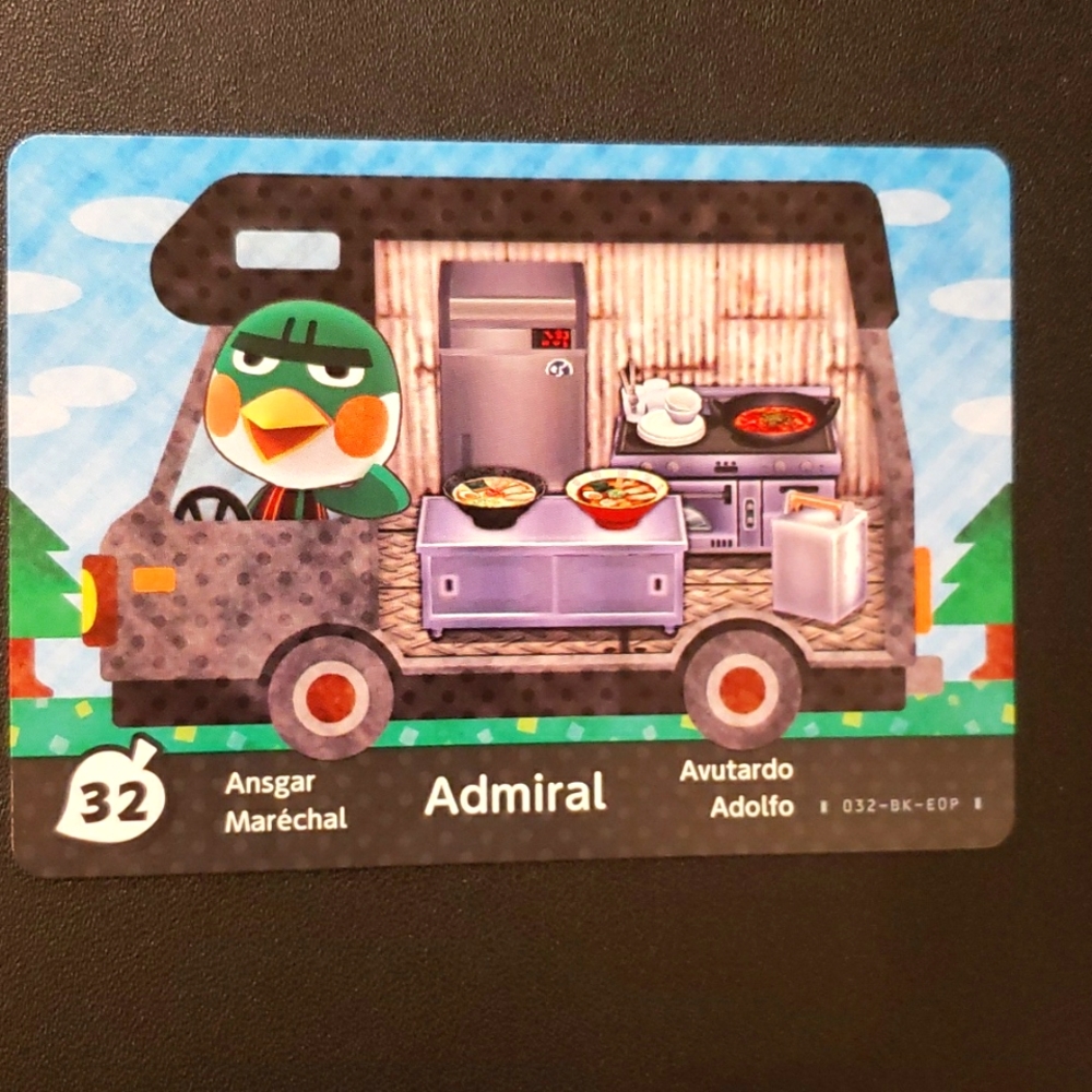 Admiral 32 animal crossing welcome amiibo RV card Nintendo switch
